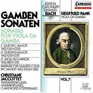 Carl Philipp Emanuel Bach, Siegfried Pank, Christiane Jaccottet - Gambensonaten, Fantasie Für Klavier C-dur mp3 album