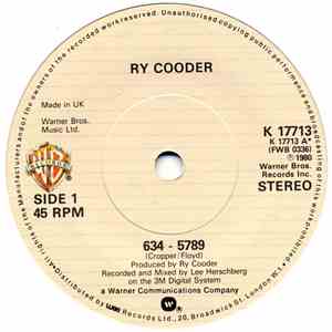 Ry Cooder - 634 - 5789 mp3 album