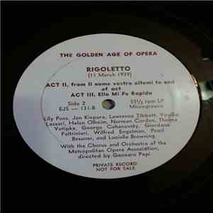 Lily Pons, Jan Kiepura, Lawrence Tibbett, Virgilio Lazzari, Helen Olheim, Norman Cordon, Thelma Votipka, George Cehanovsky, Giordano Paltrinieri, Wilfred Engelman, Lucielle Browning - Rigoletto - Verdi mp3 album