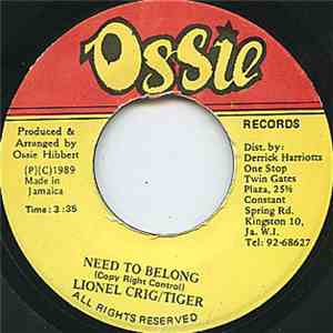 Lionel Crig & Tiger - Need To Belong mp3 album