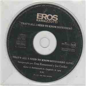 Eros Ramazzotti & Joe Cocker - That's All I Need To Know - Difendero (Live) mp3 album